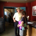 Veltkamp & student Steve Vetkkamp chatting with participant